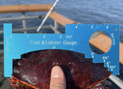 LuPush Crab Gauge & Lobster Ruler – 3mm Thick Aluminum Measuring Tool, Heavy-Duty Crab Ruler for Dungeness, Red Rock, Blue Crab & Lobster – Applicable for WA, OR, CA & Atlantic/Gulf States (Blue)