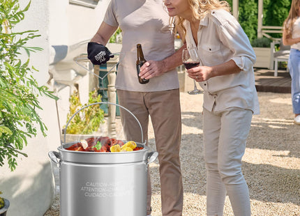 ROVSUN 50QT Stainless Steel Seafood Boil Pot With Strainer Basket, Lid & Hook, Versatile Stock for Crab, Lobster, Shrimp Boiling, Heavy-Duty Turkey Fryer for Outdoor Cooking & Gatherings