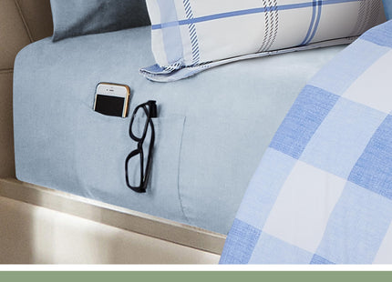 Elegant Comfort 8-Piece Lodge Plaid Reversible Comforter Set - All Season Bed in a Bag, 4-Piece Sheet Set Featuring Smart Pockets, Matching Shams and Decorative Pillow, Full/Queen, Aqua