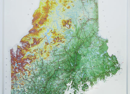 3D Maine Raised Relief Map | Topographic Wall Map, Feel the Terrain | 22.5" x 32.5" | USGS Topographic Data | Vacuum-Formed | Hubbard Scientific