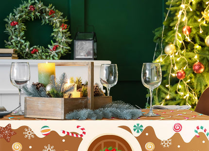 VitalCozy Christmas Tablecloth Fit,72" X 30",Gingerbread House