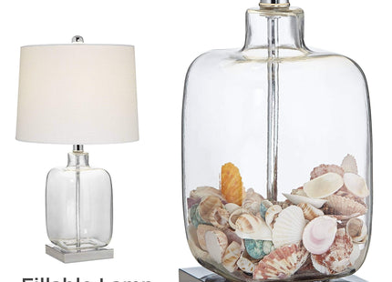 Murex 21 3/4" High Table Lamps Set of 2 Square Clear Glass Shells Coastal