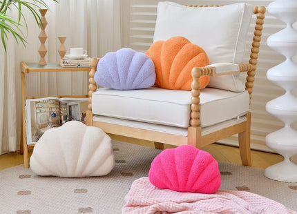 Lfsaaj Ivory Seashell Throw Pillows, Shell Shaped Throw Pillows, 13 Inch Soft Home Decorative Pillow Plush Cushion for Bed Couch Living Sofa Room Decor Accent Throw Pillow