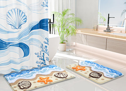 QJHOMO Beach Themed Bathroom Rug Beach Colorful Nautical Bath Mat 18x26 in