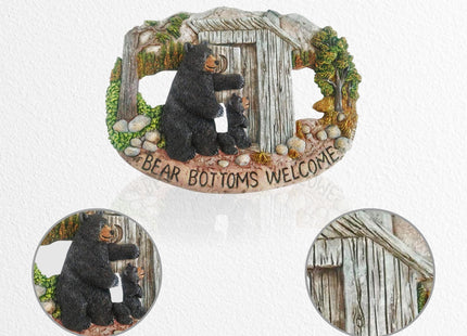 Black Bear Decorations for Home - Mama Bear Sign Bear Bottoms Welcome Home Decor Bear Cabin Wall Hanging - Wilderness Bathroom Decor Welcome Bear Sign - Bear Wall Decor Bear Pictures Wall Art