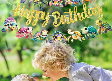 Sea Turtle Birthday Banners - Turtle Party Decorations for Ocean-Themed Celebrations