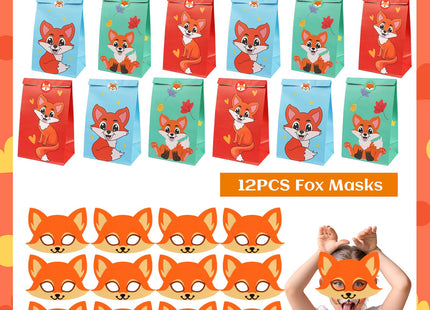 Fox Party Favors, 132PCS Fox Themed Birthday Party Supplies, Fox Gifts Goodie Bag Stuffers Stickers Stamps Toys Pinata Prizes for Jungle Safari Party Woodland Creatures Fox Birthday Party Decorations