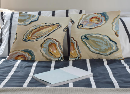 Exqcom Abstract Oyster Coastal Beach Pillow Covers 18x18 Set of 2, Beachy Room Decor Aesthetic, Retro Coastal Ocean Oyster Shell Decorative Lumbar Pillow Covers for Home Bedroom Living Room