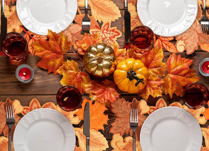 Fall Placemats Set of 4 14x20 Inch Autumn Maple Leaf Embroidered Mat