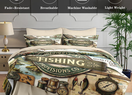 WeCozy Full Comforter Set with Sheets, 7 Pieces Fishing Vintage Bedding