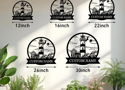 Personalized Lighthouse Metal Signs Nautical Outdoor Decor Metal Beach Sign