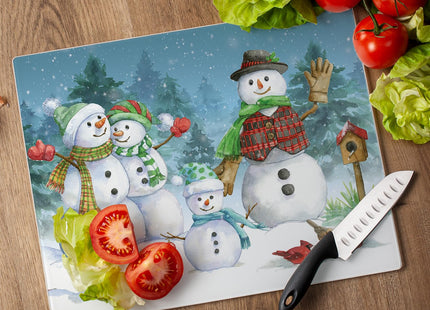 CounterArt Snowman Family 3mm Tempered Glass Cutting Board 12" x 15"