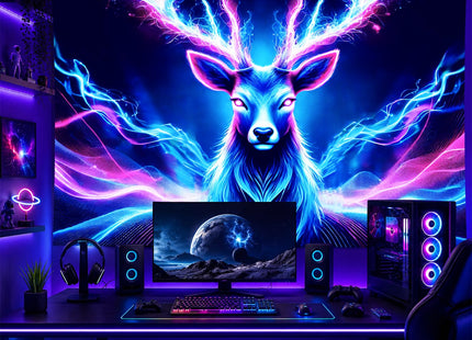 BlissYard Blacklight Tapestry Deer Antlers Neon Wall Art 78 x 59 Inch