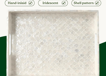 CHI AN HOME 15.8" x 11.8" Capiz Shell Decorative Tray, Coastal Serving Tray