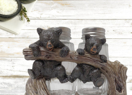 BestGiftEver Rustic Bear Salt and Pepper Shakers with Tree Branch Holder