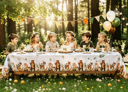 3 Pack Woodland Animal Plastic Tablecloth, Woodland Baby Shower Decorations
