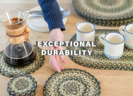 Homespice Pinecone Braided Placemats for Rustic Decor, Round 15" Set of 2