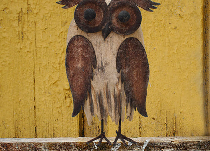Wood Owl Figurine Decor Animal Statue Sculpture Owl Decoration Rustic Table
