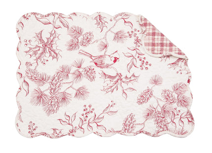 Cardinal & Winter Branches Vintage 100% Cotton Set of 6 Placemats 13" x 19"