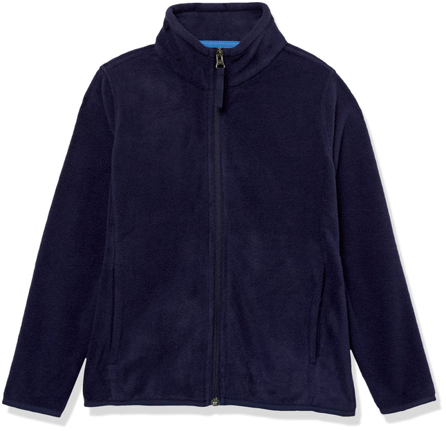 Amazon Essentials Boys' Polar Fleece Full-Zip Mock Jackets, Night Navy, Medium