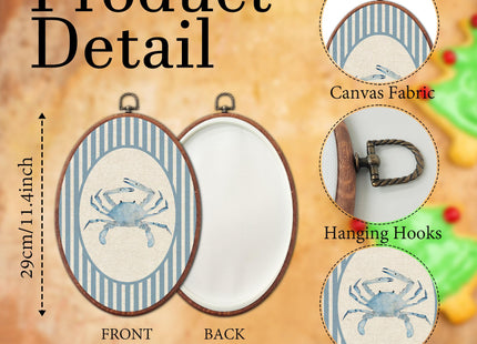 Vintage Crab Nursery Oval Wall Art Framed, Sea Creatures Canvas Prints