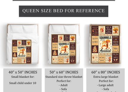 Punofell Squirrel Gifts for Women/Men/Boys/Girls, Unique Squirrel Lovers Themed Blanket Accessories/Stuff for Kids, Cute Squirrel Things Soft Throw 50" x 60"