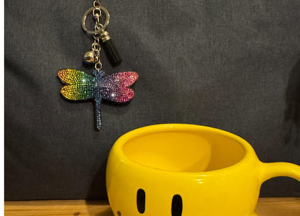 Popfizzy Rhinestone Dragonfly Keychain for Women, Animal Purse Charms, Dragonfly Gifts for Animal Lovers, Crystal Bag Charm