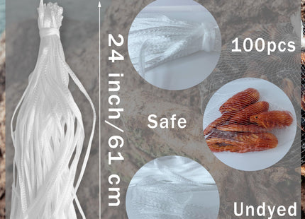 100pcs Undyed Seafood Boil Bags 24” Mesh Bags for Crawfish Shellfish Crab Boil Reusable Produce Onion Net Bags for Fruit Vegetable Storage