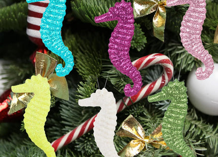 Ocean Seahorse Christmas Ornaments 12 Pcs Coastal Beach