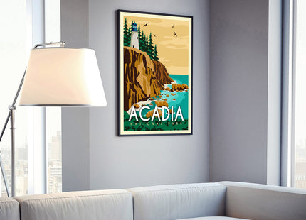 Acadia National Park Travel Poster Print, Maine Acadia National Park, Maine Retro Travel Poster, Retro Travel Poster - 12x18
