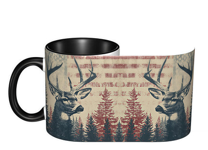 FyLybois Deer Coffee Mug Ceramic Coffee Cup with Handle Microwave Safe for Home or Office Gifts for Women and Men