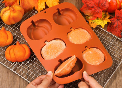 Kamehame Pumpkin Cake Molds, 2pcs Silicone Pumpkin Cake Pan 6-Cavity Fall Silicone Mold Thanksgiving Candy Mold for Baking Cupcake Chocolate