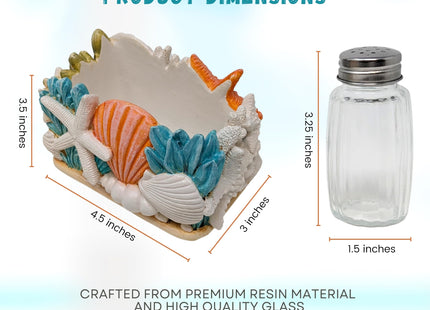 Seaside Splendor Salt and Pepper Shakers Set - Starfish Seashells Holder