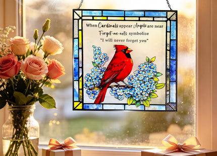 Cardinal Stained Glass Suncatchers for Windows, Hanging Sun Catchers Indoor Window, Cardinal Gifts, in Memory of Loved One Gifts
