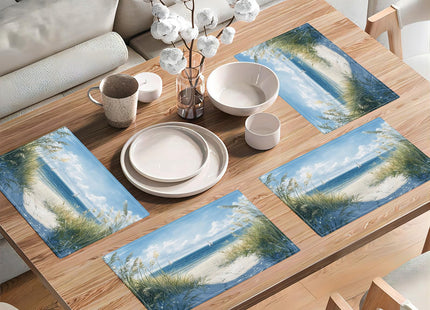 Beach Placemats Set of 6, Coastal Sailboat Place Mats Table Mats for Kitchen Dining Room Restaurant 18"x12"