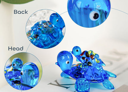2.5'' Hand Blown Glass Sea Turtle Figurines Mini Sea Animal Collectibles