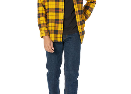 Amazon Essentials Men's Regular Fit Long-Sleeve Flannel Shirt, Soft Brushed Cotton, Lightweight yet Warm, Yellow Plaid, Medium