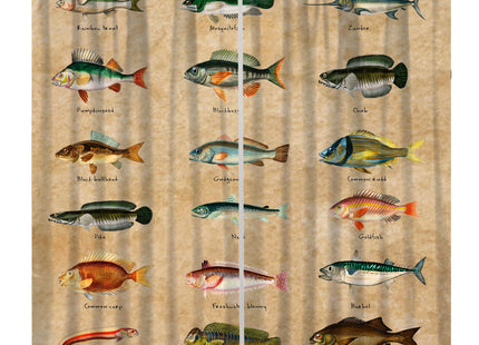 Kurtect Farmhouse Fish Curtain,Vintage Cabin Rustic River Fishing Window Treatment Curtains Cloth Farbic for Bedroom Living Room Office Cafe Kitchen Dining Room Drapes, 42x45 in