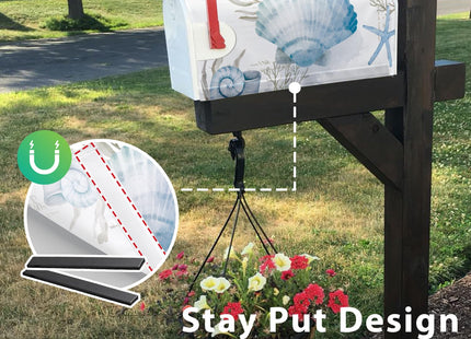 FLVGE Retro Summer Beach Mailbox Covers Magnetic Standard Size 18x21 Inch, Coastal Starfish Seashell Mailbox Wraps Post Letter Box Cover Decorations for Holiday Garden Yard Decor