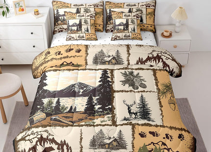 Feelyou Cabin Deer Wild Comforter Set Twin Size Kids Boys Girls