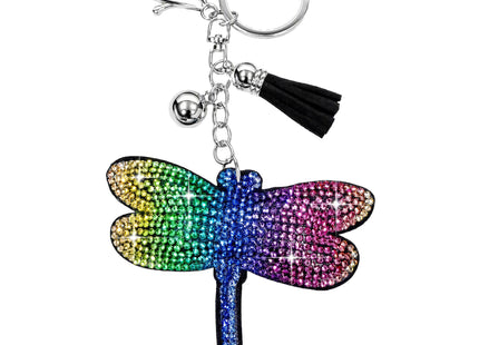 Popfizzy Rhinestone Dragonfly Keychain for Women, Animal Purse Charms, Dragonfly Gifts for Animal Lovers, Crystal Bag Charm