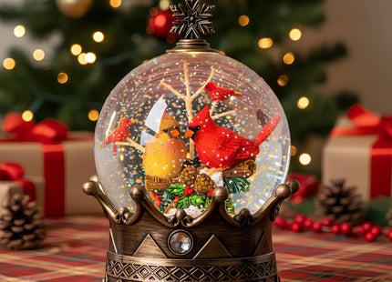 Cardinal Christmas Snow Globe, Lighted 2 Cardinal Musical Water Lantern with Swirling Glitter, Christmas Holiday Party Gifts and Decorations