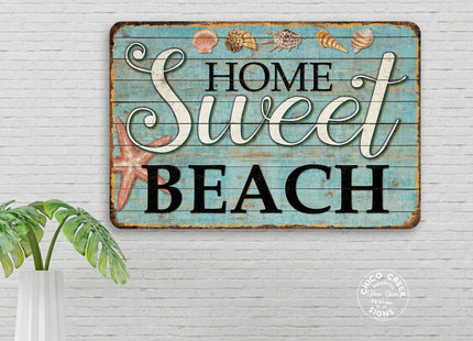 Home Sweet Beach Sign Beach Decor Ocean Decorations Nautical Signs Seashell Home Wall Gifts 12x18 112182001044