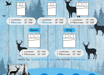 Western Bedding Set for Men Women,Rustic Deer Comforter Sets for Boys Teens Kids,Cabin Farmhouse Hunting Quilt King Size,Pine Trees Rustic Striped Down Comforter Set Wildlife Animal Print Duevt Insert