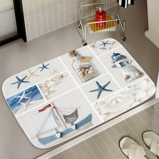 Final Friday Beach Nautical Ocean Animals Bath Rugs Non Slip Shower Mat Bathroom Decor Door Rug (16x24 inches, Animals Coral) Blue