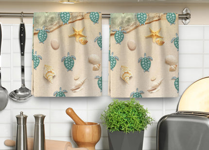 Pintukee Sea Turtles Beach Kitchen Towels Decorative Set of 2 Teal Nautical Coastal Hand Towels for Kitchen Bathroom Bar Absorbent Dish Clothes Summer Ocean Themed Holiday Decor 16x24 Inch