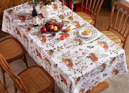 Honellaty Fall Pumpkin & Leaf Tablecloth 52x70 Inch, Printed Polyester