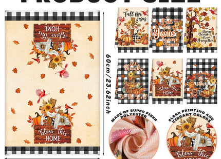 Oudain 6 Pcs Fall Kitchen Towels Set Autumn Pumpkin Maple Dish Towels