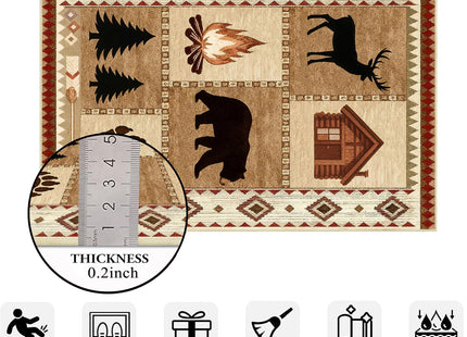Rustic Cabin Bear Deer 2x6 Runner Rug for Hallway Bathroom Kitchen Washable