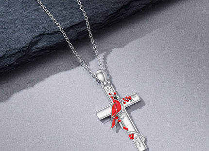 MISTBEE Red Cardinal Necklace S925 Sterling Silver Cross Necklace Cardinal Pendant Bird Jewelry for Women